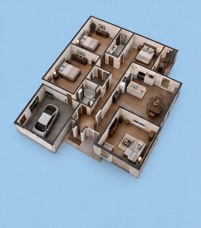 Dollhouse-Ansicht eines Hauses